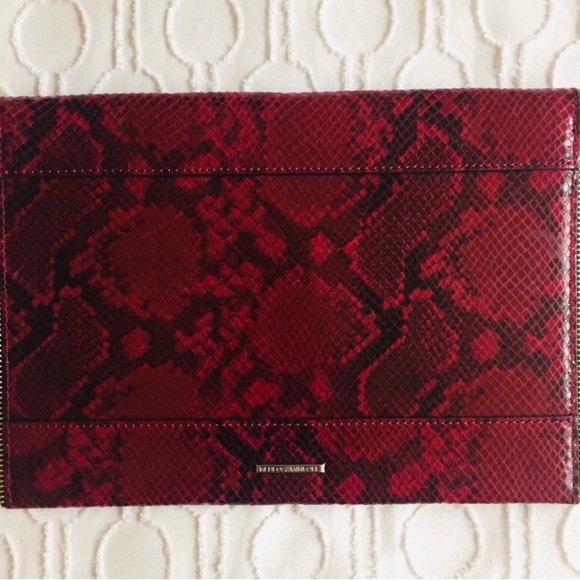 Rebecca Minkoff Sunday Leo red Snakeskin Clutch NWT - Picture 3 of 10